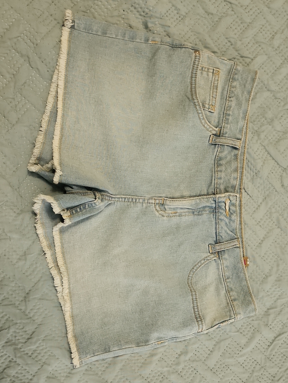 Justice Light Blue Denim Shorts with Gold Embroidery